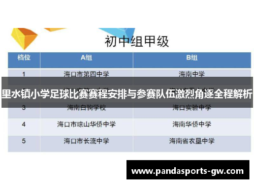 里水镇小学足球比赛赛程安排与参赛队伍激烈角逐全程解析